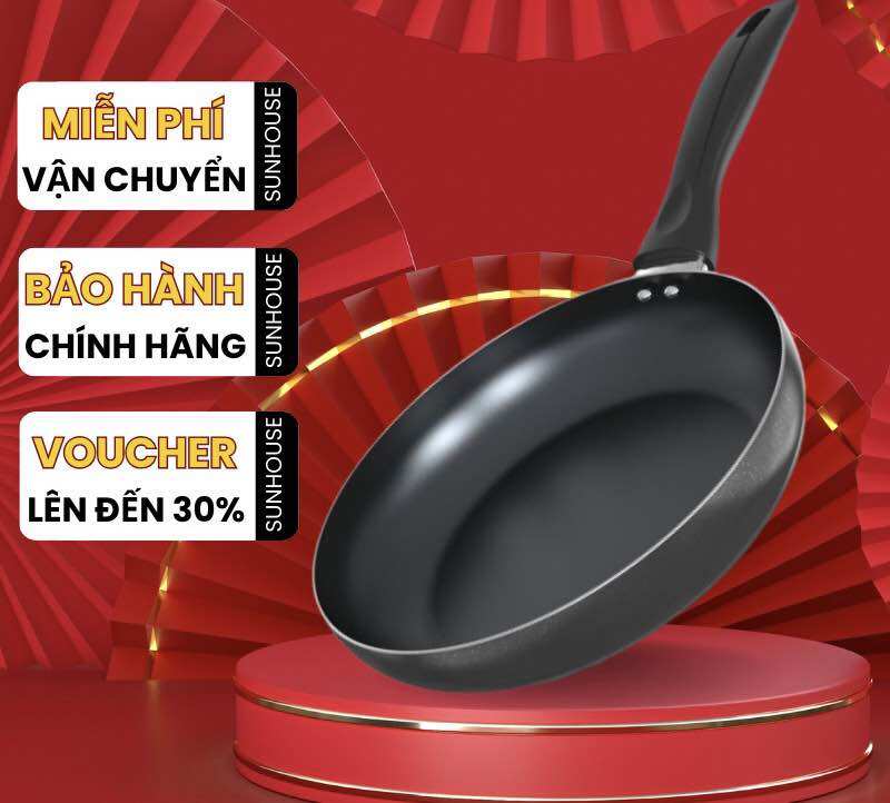 Cặp chảo chống dính sunhouse ne20da 20cm / ne24da 24cm - hàng siêu đẹp