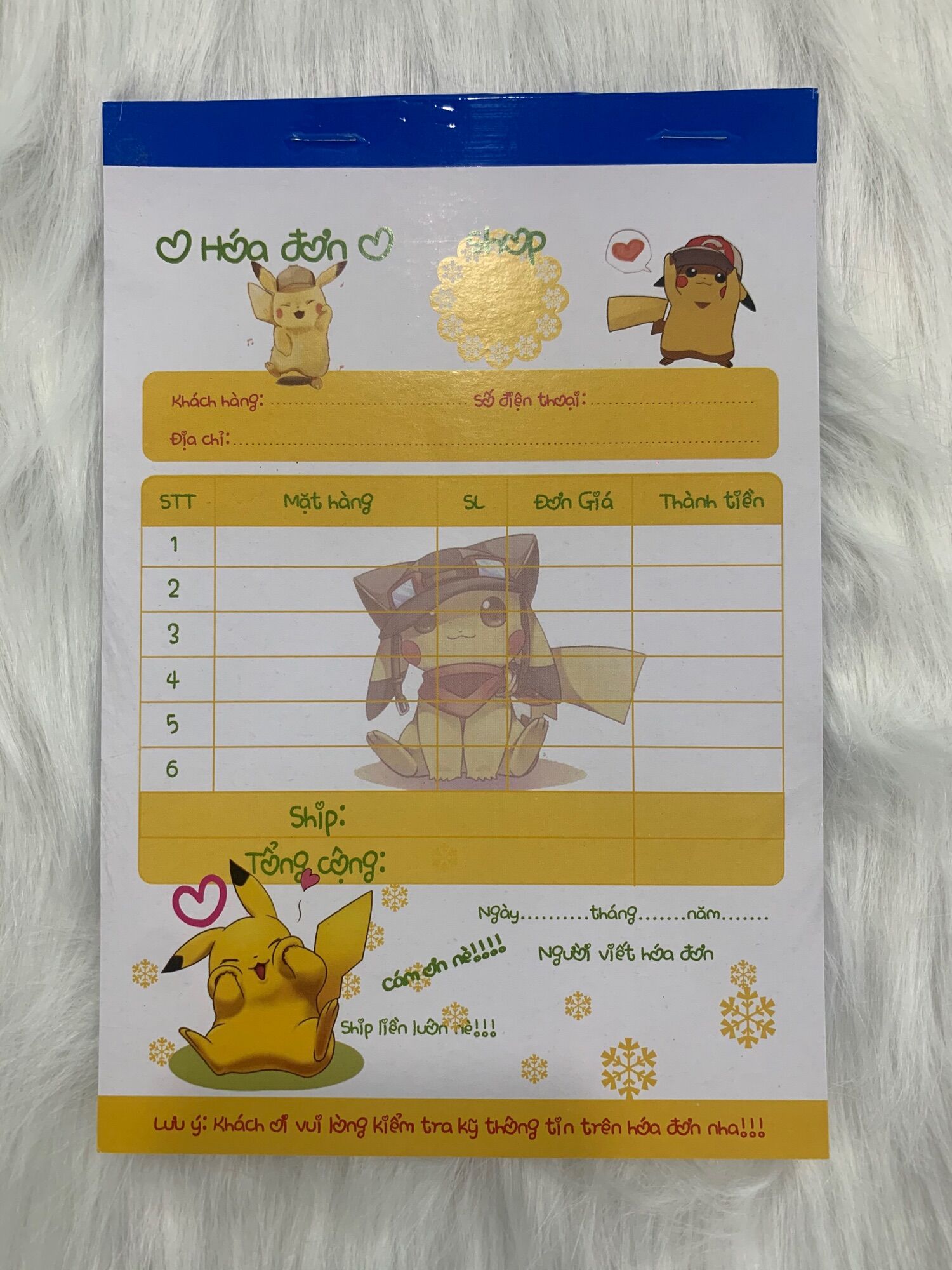 [HCM]Hoá đơn hoạt hình 1 liên pikachu