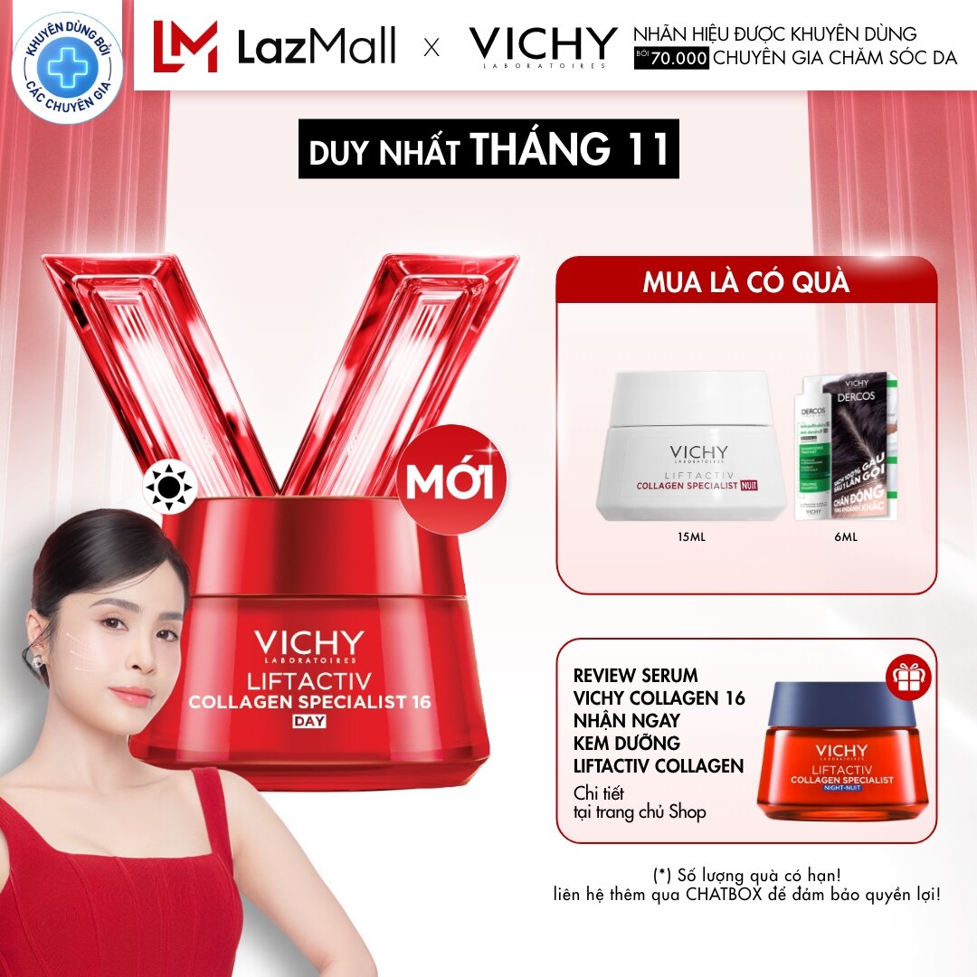 Kem dưỡng cải thiện trọn 16 dấu hiệu lão hóa, giảm nếp nhăn, săn chắc, sáng mịn dùng ban ngày Vichy