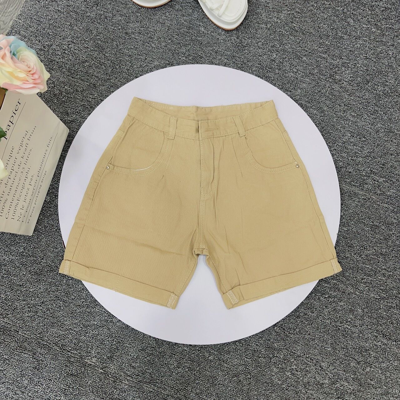 Quần Short jeans ngố đùi nữ lật lai