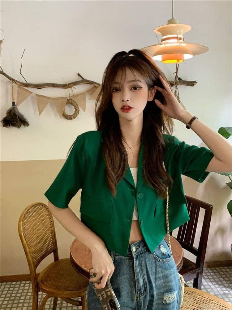 Áo Blazer ngắn tay nữ 1 lớp, Áo vest ngắn tay Top nữ
