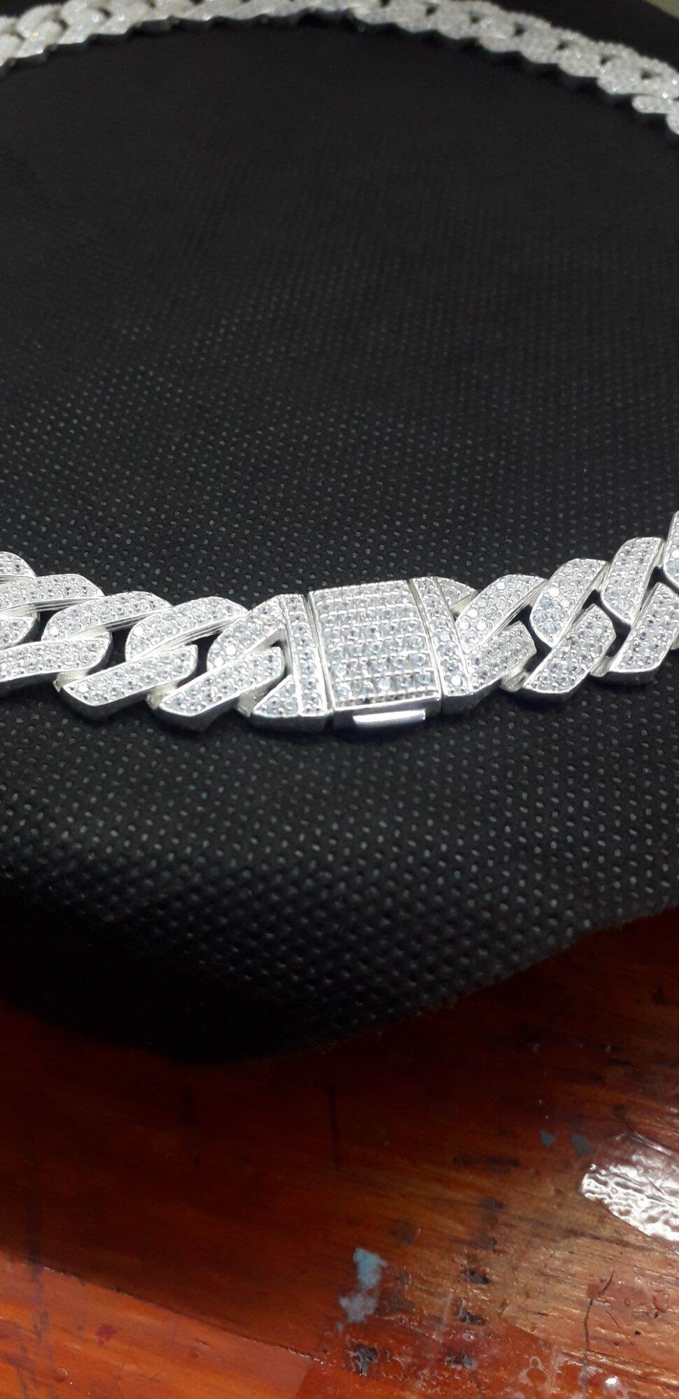 DÂY CUBAN FULL ĐÁ BẠC 925