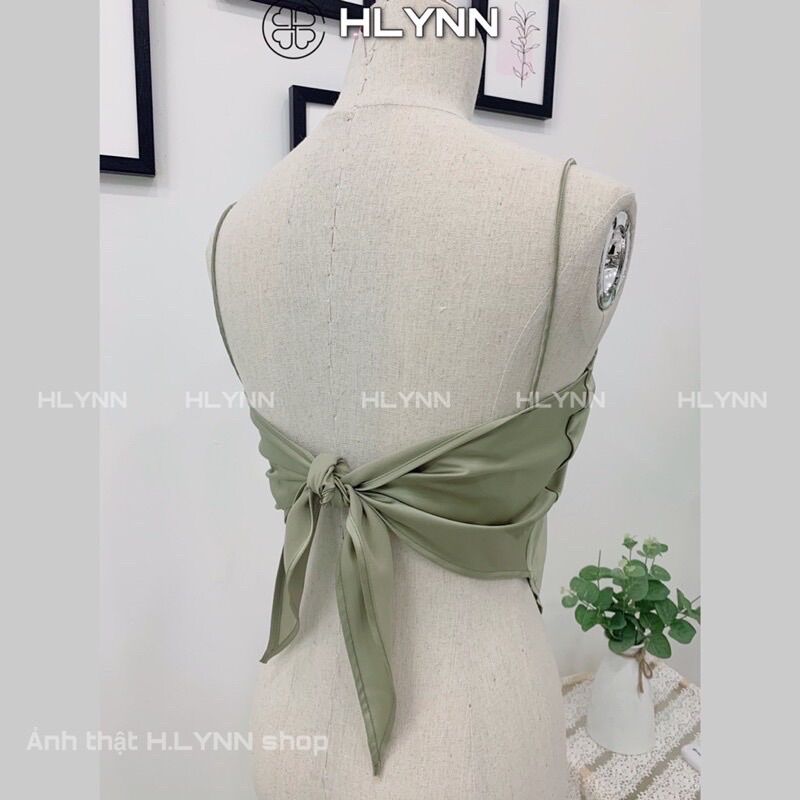 M129 Áo lụa hai dây vạt khăn buộc nơ có mút ngực