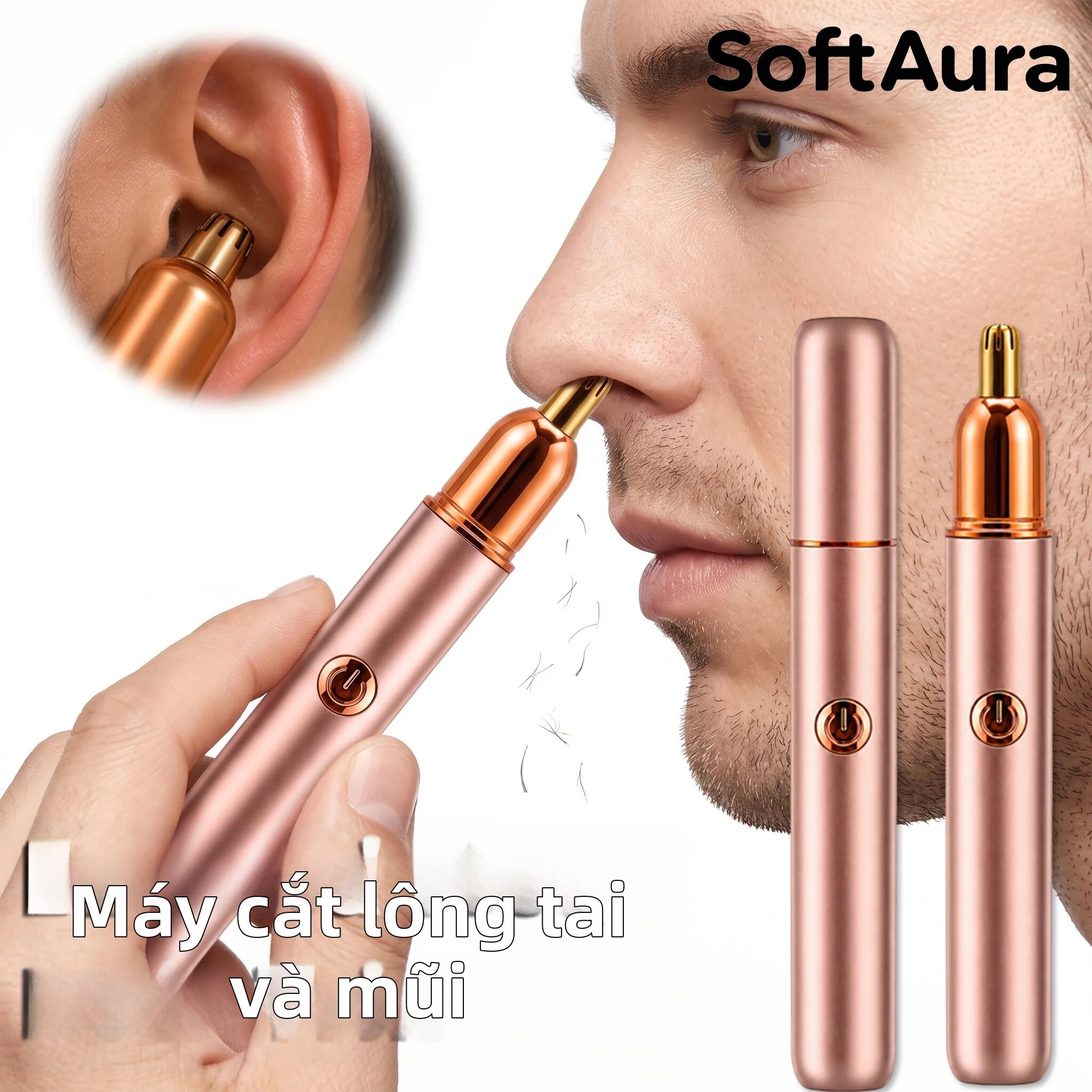 SoftAura Di Động Điện Mũi Tai Tóc USB Sạc Không Đau Tông Đơ Cắt Cho Nam Nữ Có Thể Giặt Được Dụng Cụ Chải Lông