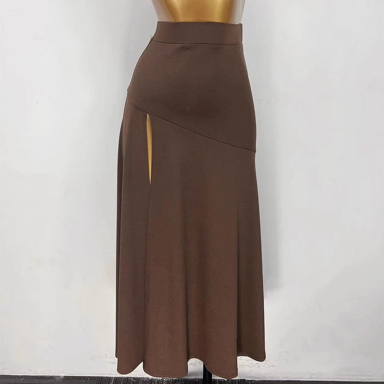 Váy Midi Cạp Cao WYZ Pure Color Retro HongKong Style Váy Dài Jazz Dance Váy Xếp Ly Đơn Giản Cho Nữ M