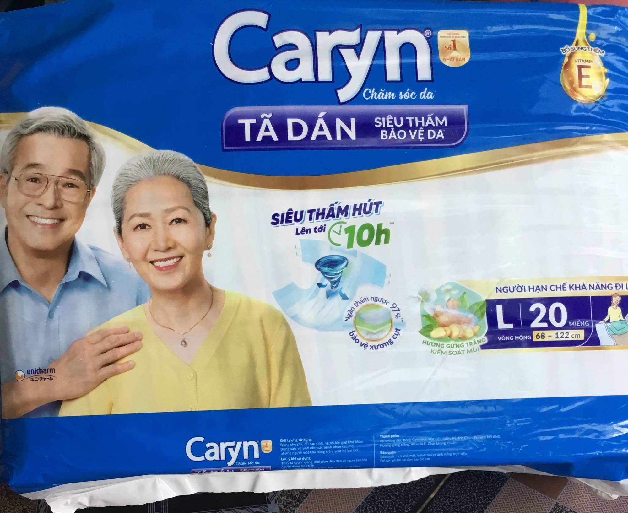Tã dán caryn l20 siêu thấm hút - tã dán người lớn size l - date luôn mới