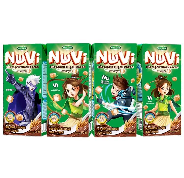 Thùng sữa Nuvi lúa mạch thạch cacao 170ml