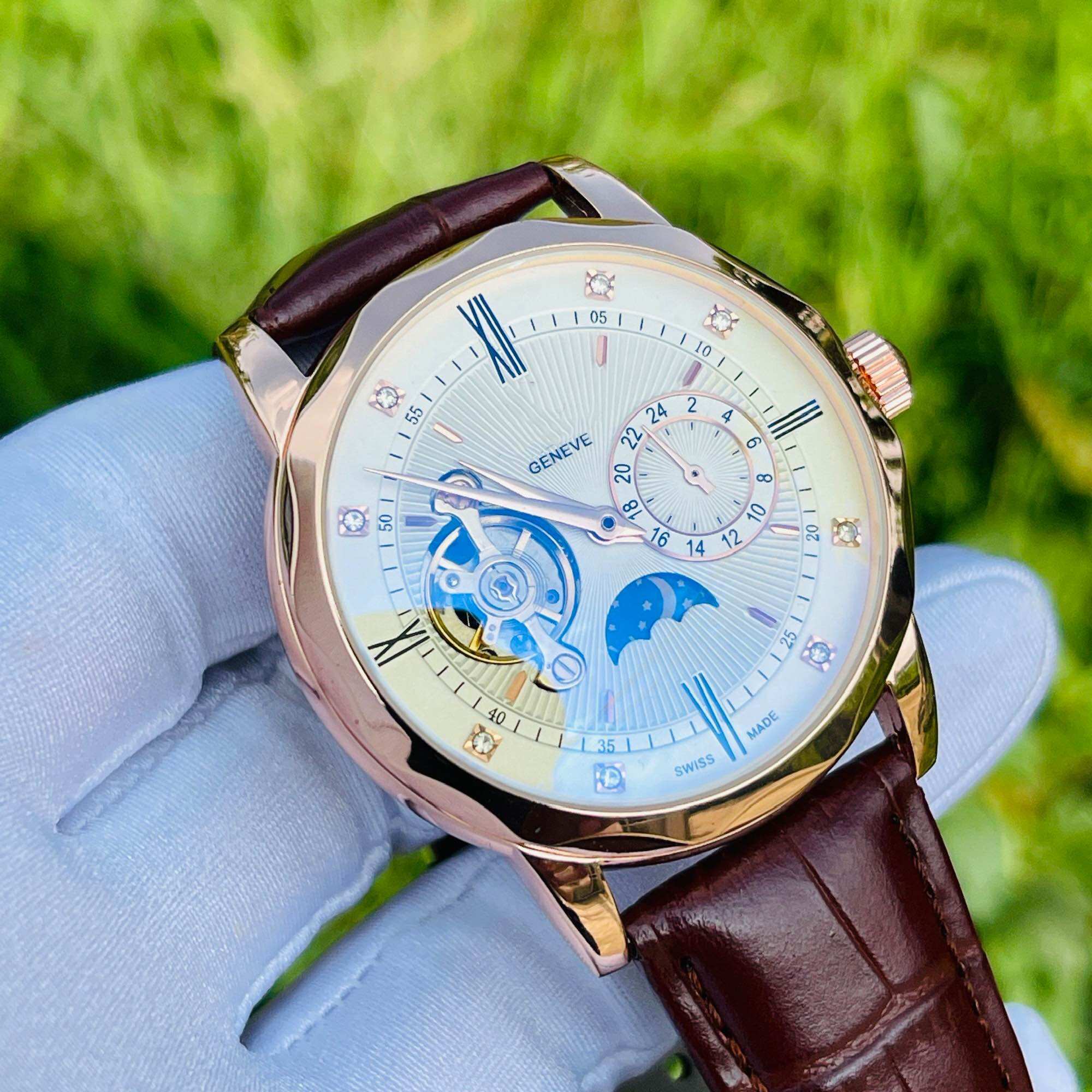 Đồng hồ cơ nam dây da máy cơ automatic cao cấp sang trọng