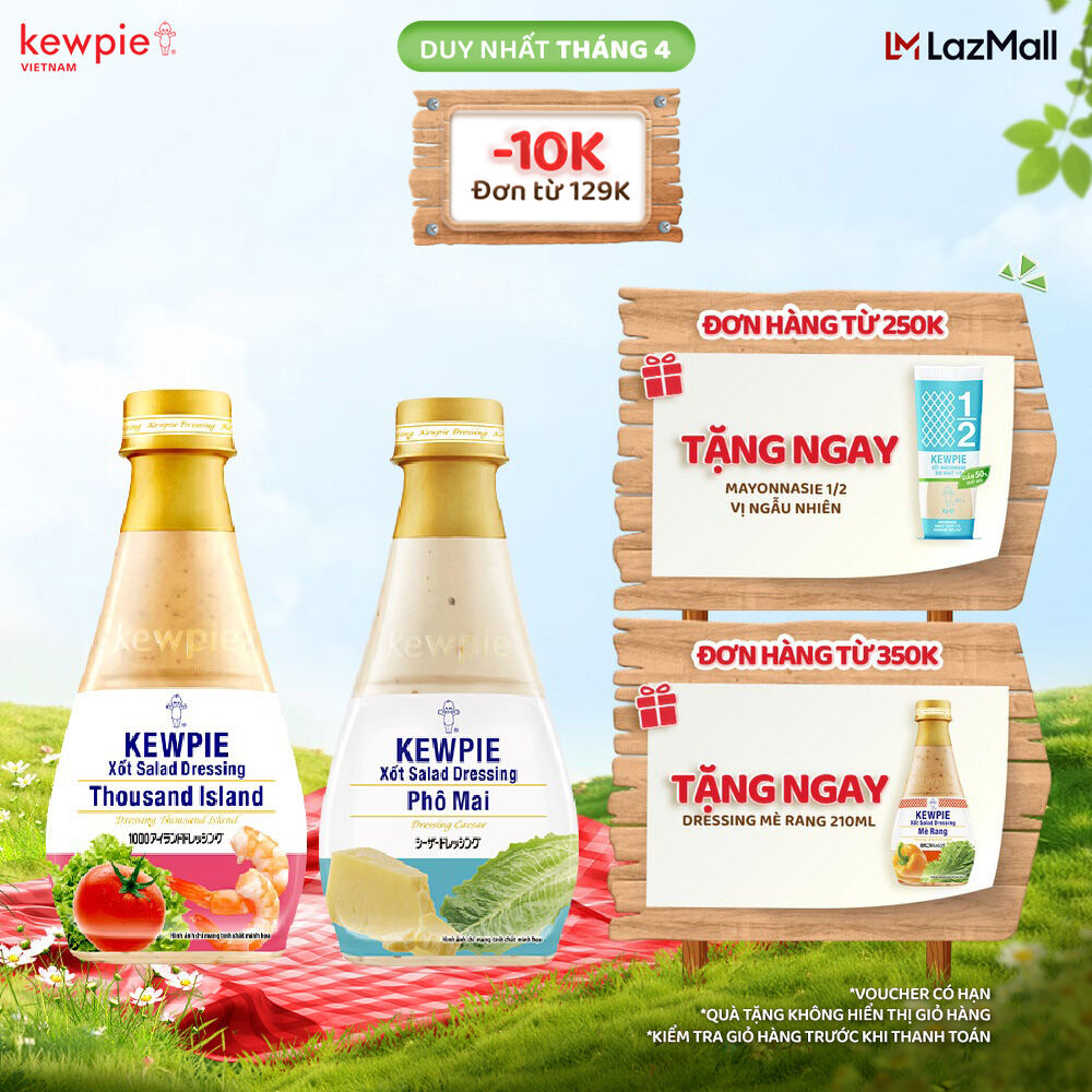 Combo món Âu Kewpie: Xốt Salad Dressing Thousand Island 210ml & Xốt Salad Dressing Phô Mai 210ml