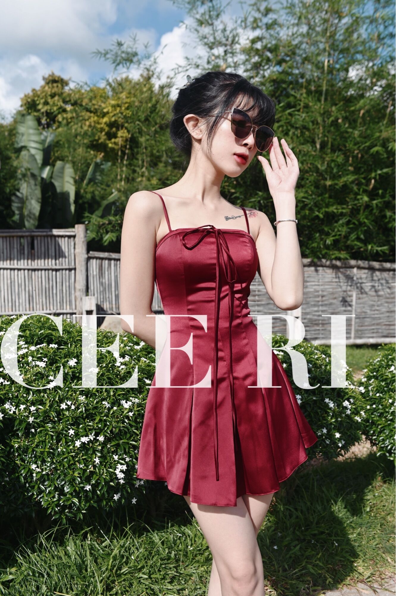 Váy form ngắn dáng xoè chất lụa vân gỗ cao cấp ( Ảnh thật - Chính chủ CEE RI )