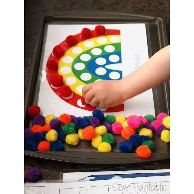 túi pompom - đồ dùng dạy học mầm non, đồ hanmade