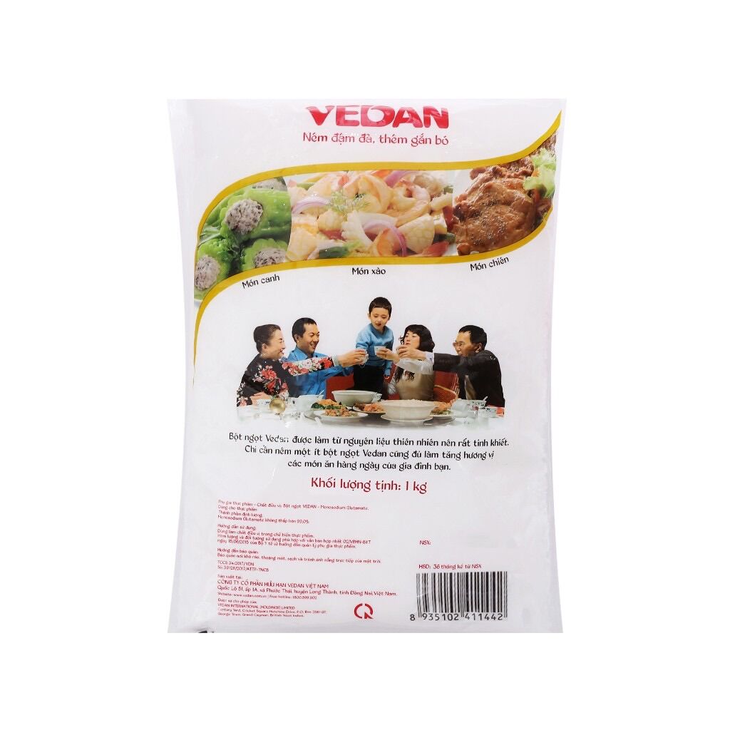 Bột ngọt vedan túi 1kg hạt nhỏ (sản xuất 9/2024)