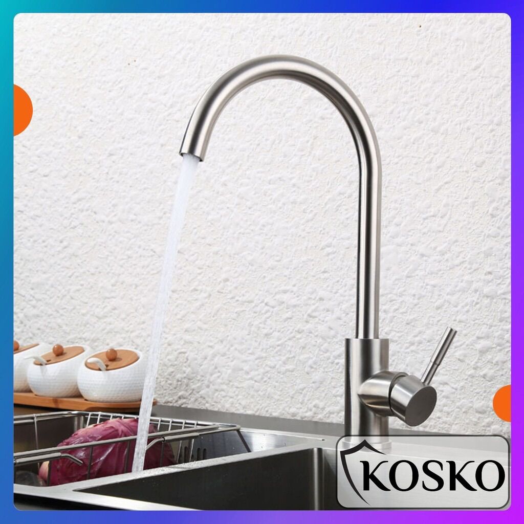 Vòi rửa bát nóng lạnh Kosko inox 304 Tặng 2 dây cấp tròn nóng lạnh, vòi rửa chén, vòi rửa chén nóng lạnh tăng áp