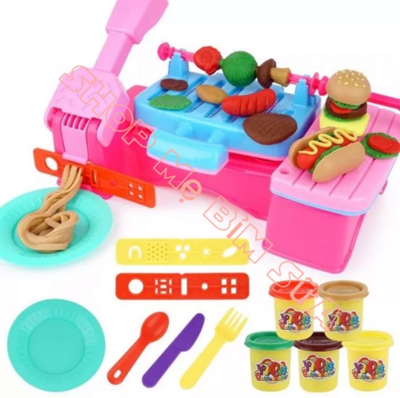Bộ đồ chơi đất sét làm bánh bpq và mì ( tặng kem bịt đất nặn 12 màu )