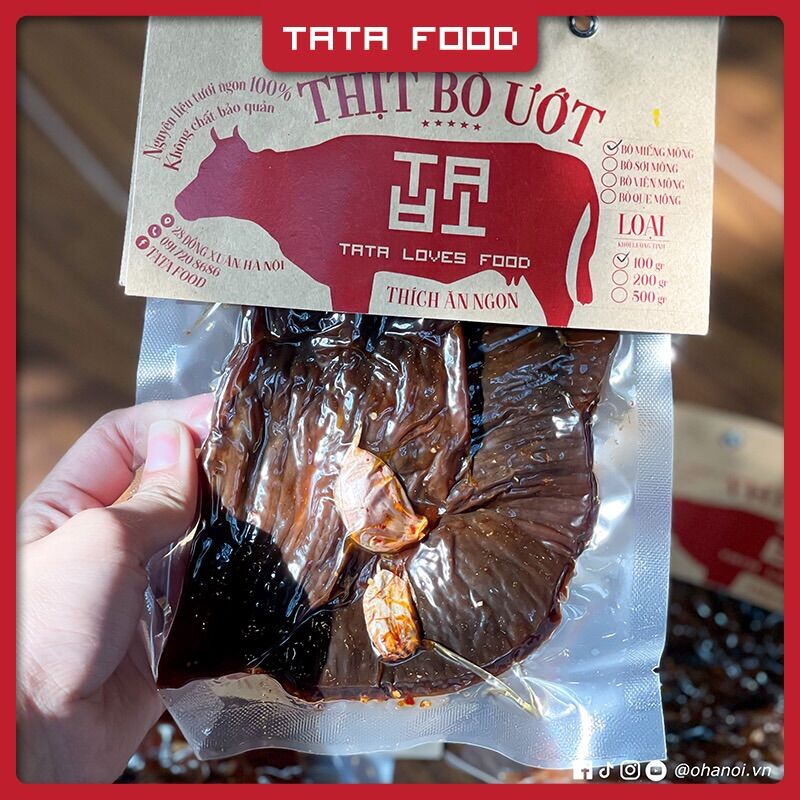 Khô bò miếng ướt cháy tỏi 100g tata food bmu1
