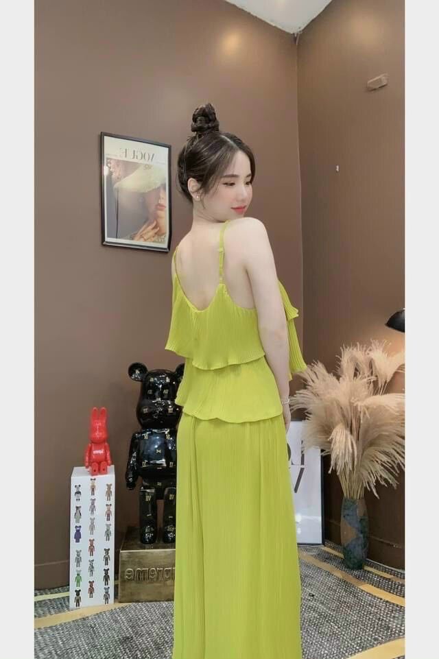 Set dập ly vải lụa hai dây hàng cao cấp ( hình thật ) - S004