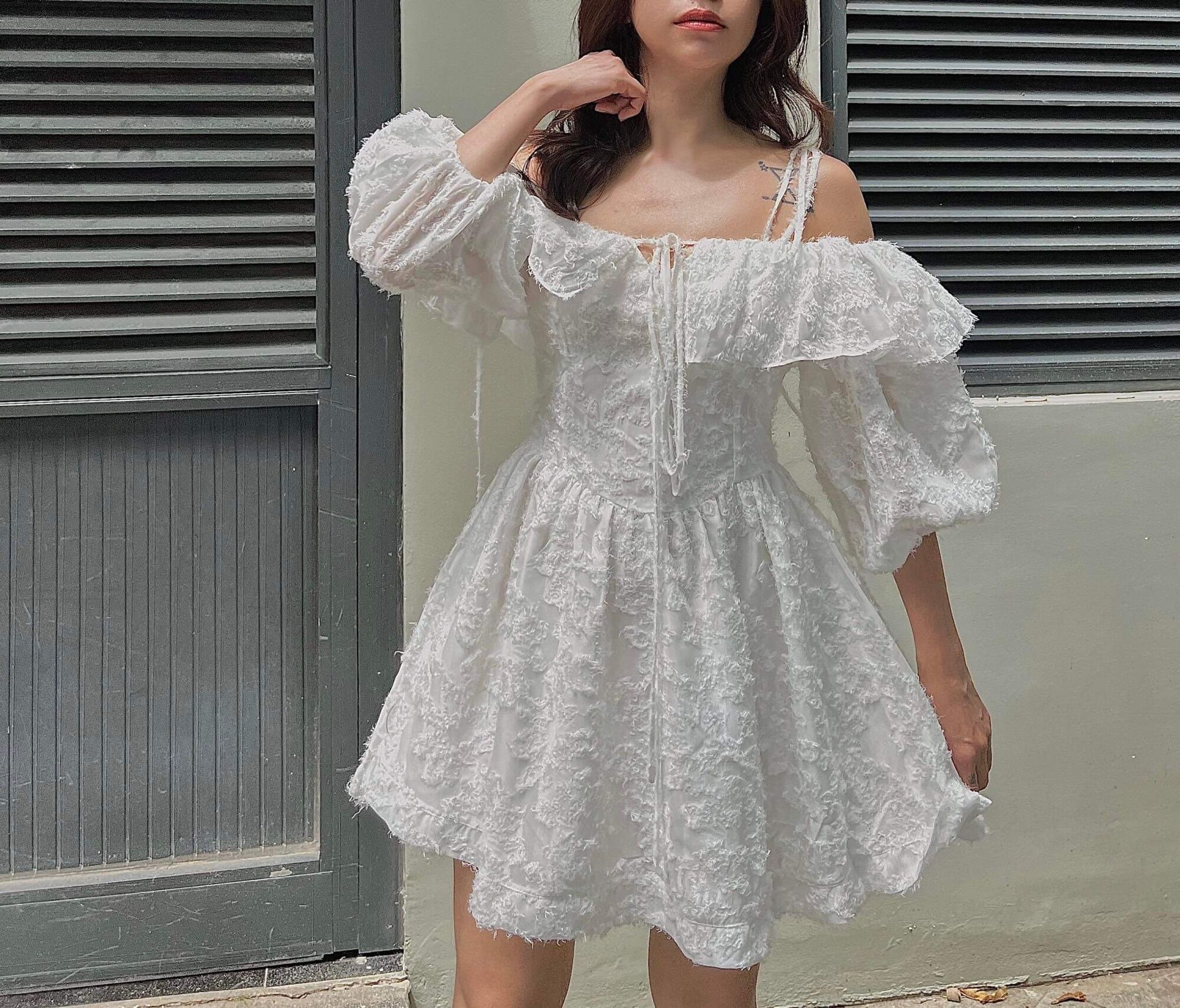 Đầm trễ vai cột dây - D205