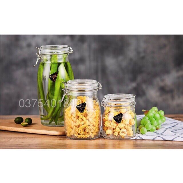 Lọ thuỷ tinh đựng gia vị, mứt, ngũ cốc nắp cài (500ml/750ml/1000ml)