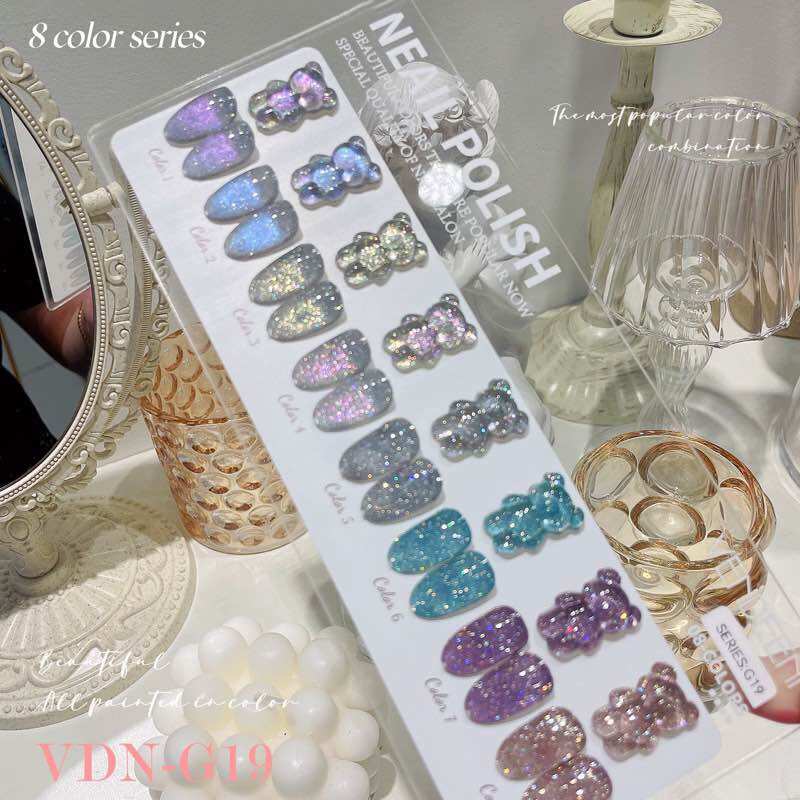 SET SƠN VENDEENI 8 CHAI NHŨ FLASH CỰC ĐẸP ( TẶNG KÈM BẢNG MÀU)