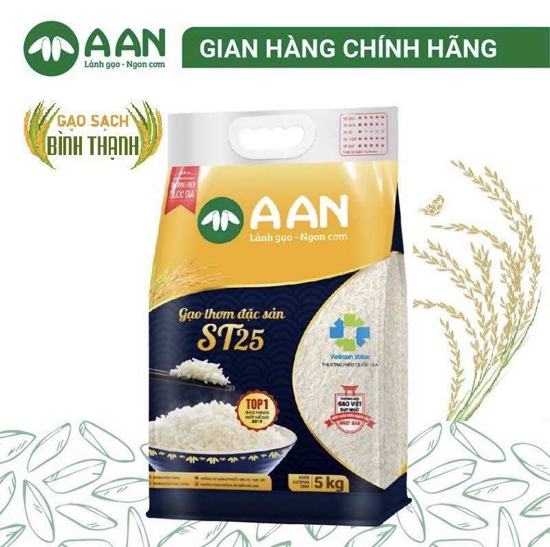 Free ship 30kg - combo 3 túi gạo st25 túi 5kg a an - cơm mềm dẻo, thơm nhẹ, vị ngọt - top 1 gạo ngon thế giới