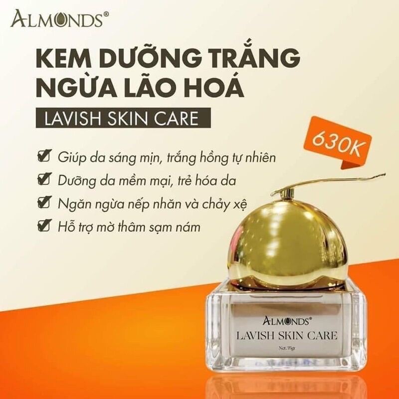 Kem dưỡng trắng da ngừa lão hoá chính hãng Almonds