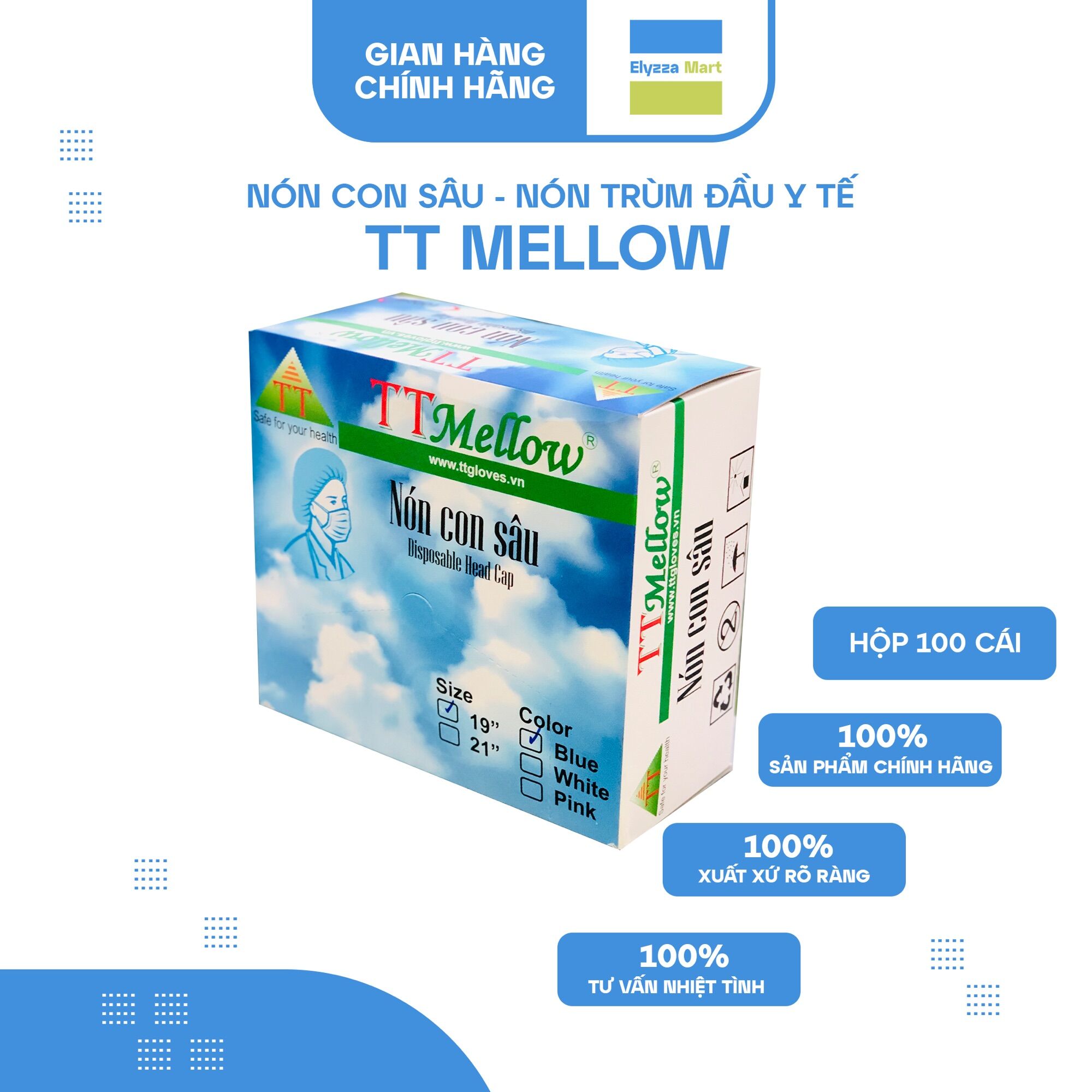 Nón con sâu nón trùm đầu y tế