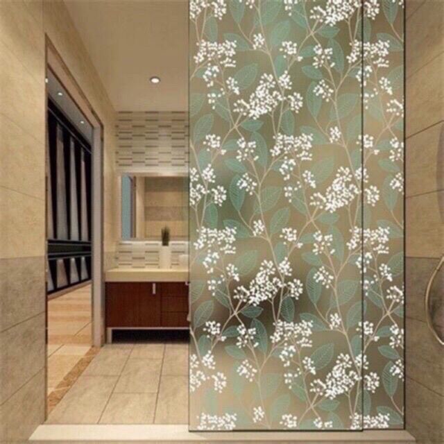 [Combo 5md * khổ 90cm]Tấm Phim dán cửa sổ keo sẵn bóc ra dán cành xanh hoa trắng