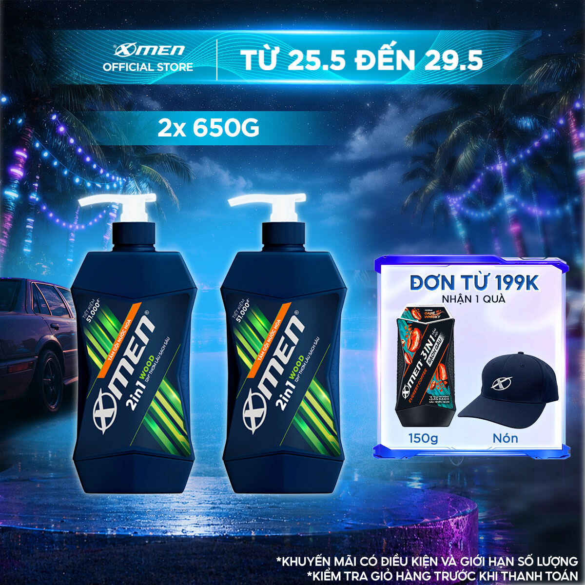Combo 2 Tắm Gội Xmen Wood 2in1 650g/Chai