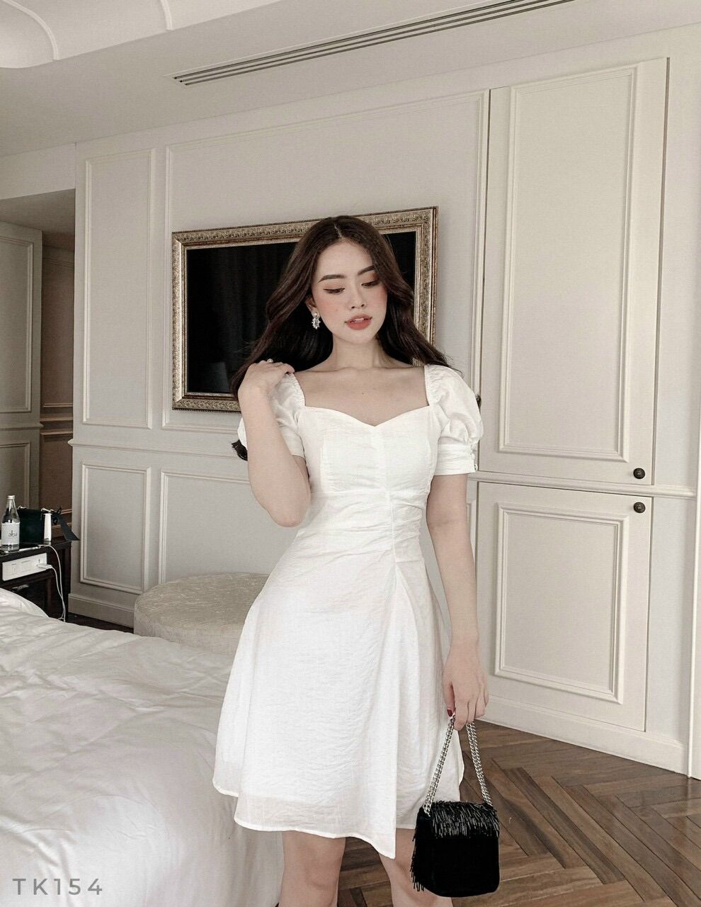 ĐẦM TRẮNG TAY NGẮN(CÓ ĐỦ SIZE SML)