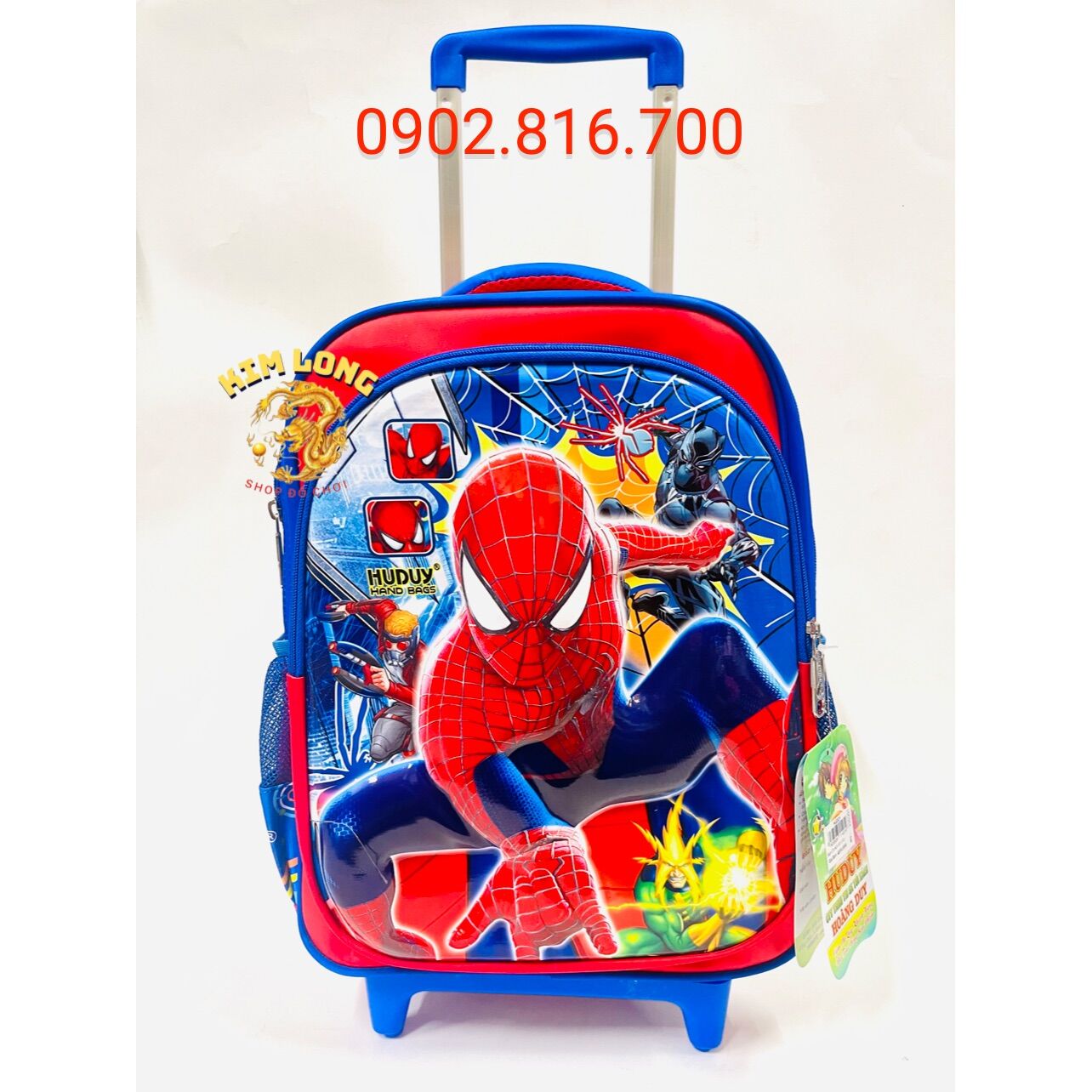 Balo cần kéo đi học cho bé trai tiểu học cấp 1 hình siêu nhân nhện Spiderman - Hintas