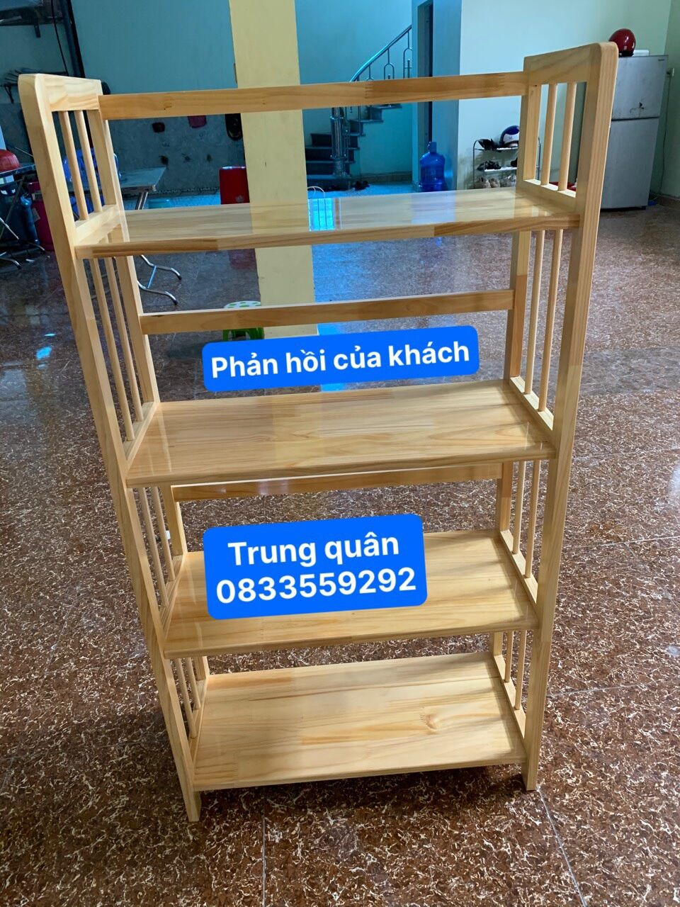 Kệ gỗ tự nhiên 4 tầng 50cm