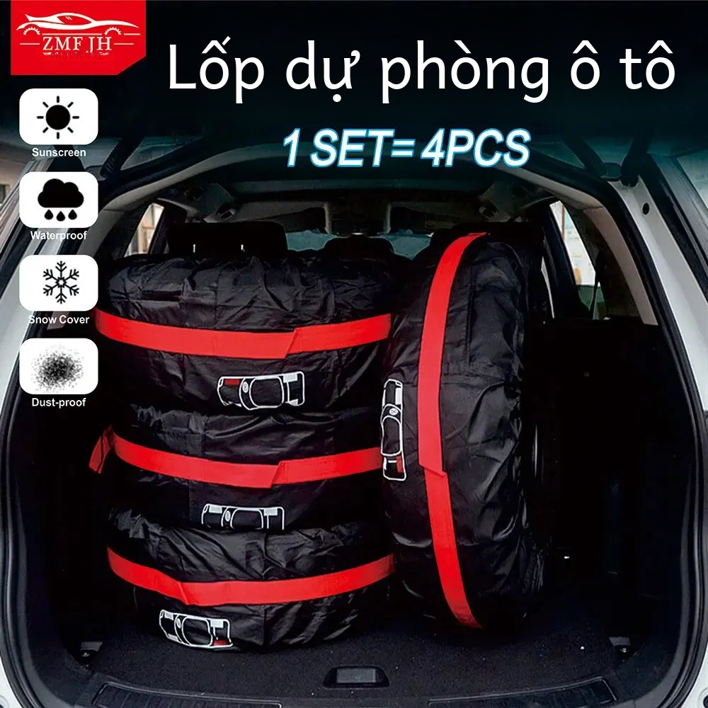 Phổ 4pcs phụ tùng lốp Bìa trường hợp Polyester xe lốp lưu trữ túi phụ kiện lốp xe ô tô tự động xe bánh xe bảo vệ