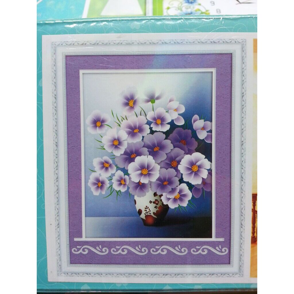 Tranh đính đá-bình hoa tím df2195 chưa đính