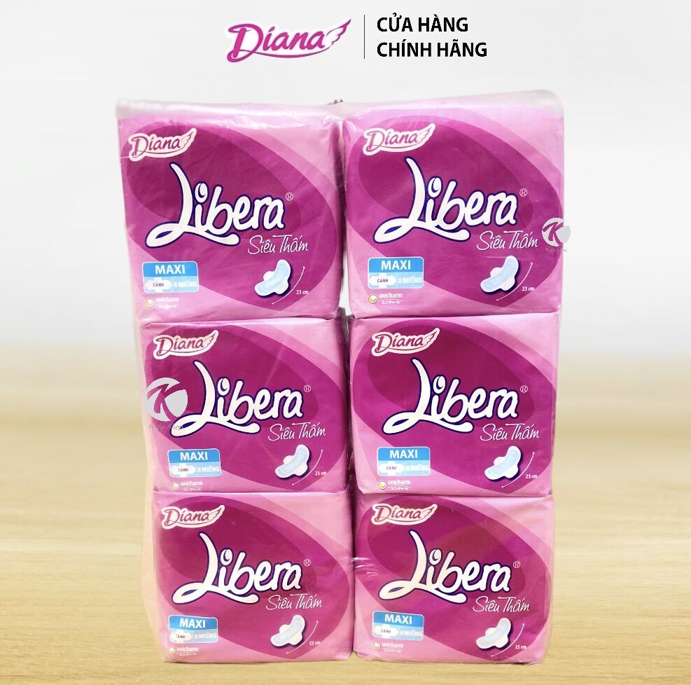 Combo 6 Gói Băng Vệ Sinh Diana Libera Siêu Thấm Maxi Có Cánh