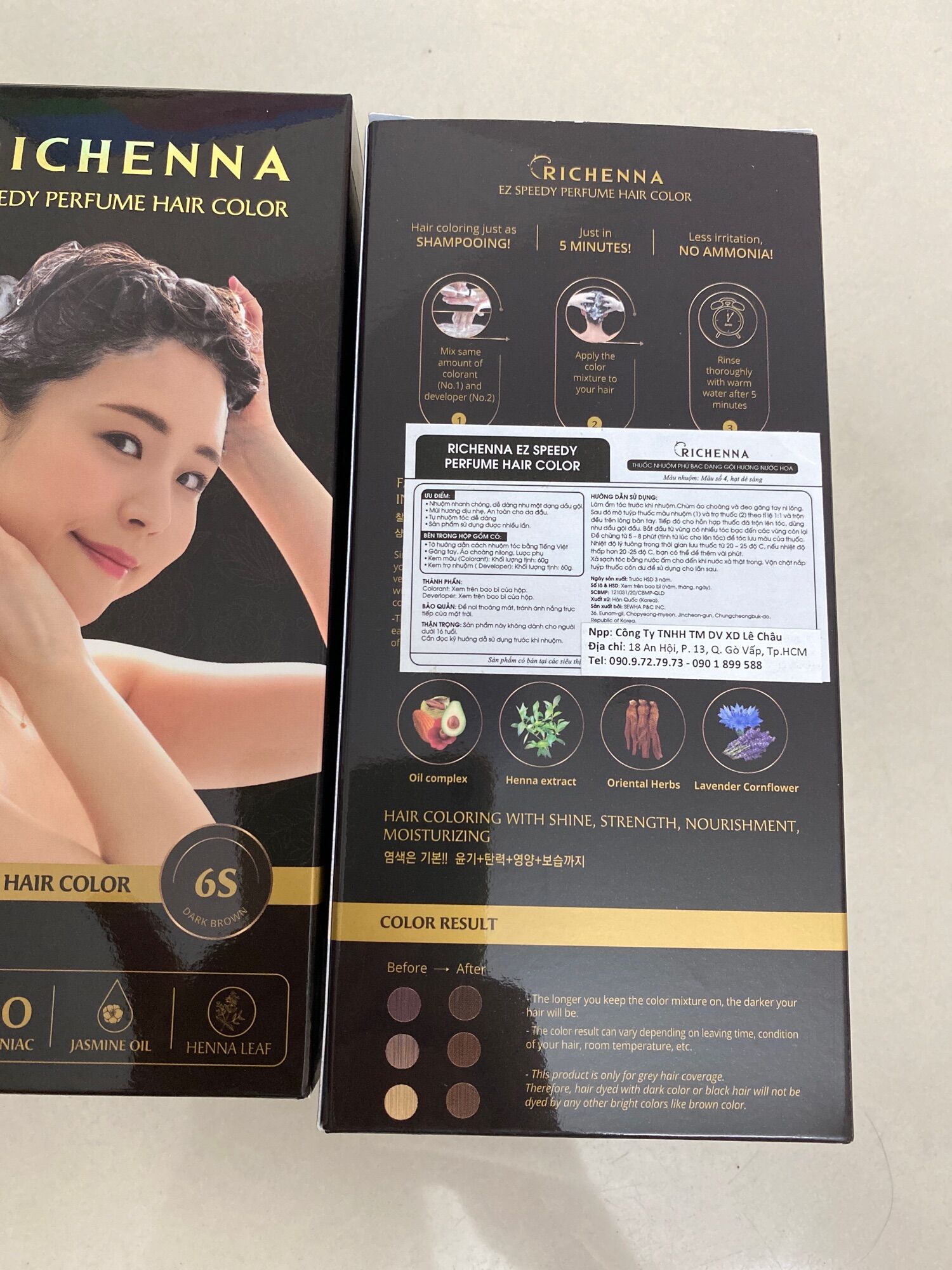 Thuốc nhuộm tóc bạc Hàn Quốc RICHENNA (tuýt lớn 60grx2)
