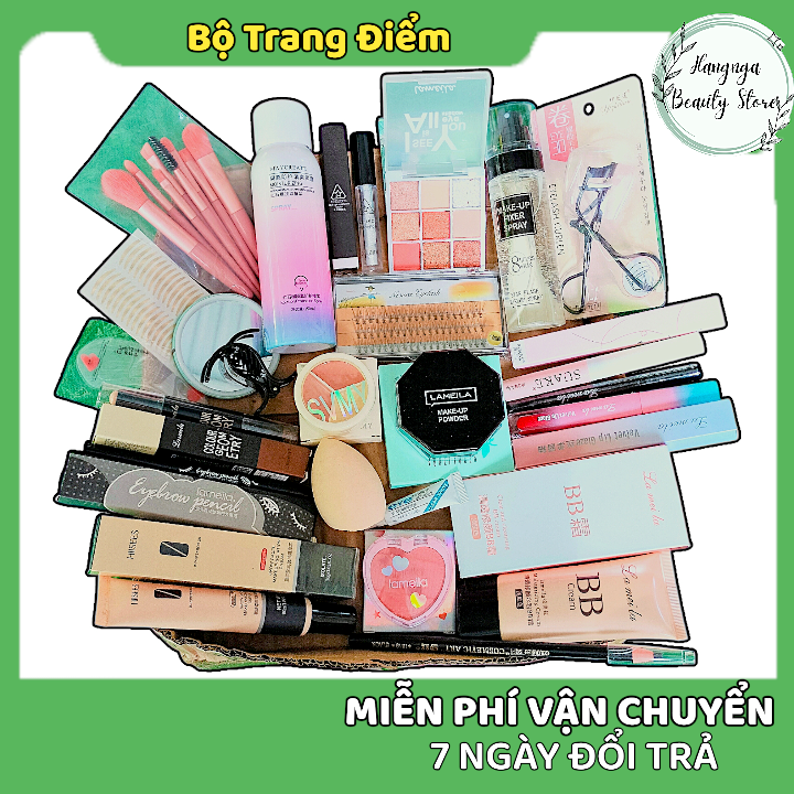 Bộ trang điểm 26,24 món make-up đầy đủ như hình, kem nền, xịt khoáng, phấn mắt, chuốt mi, bộ cọ....