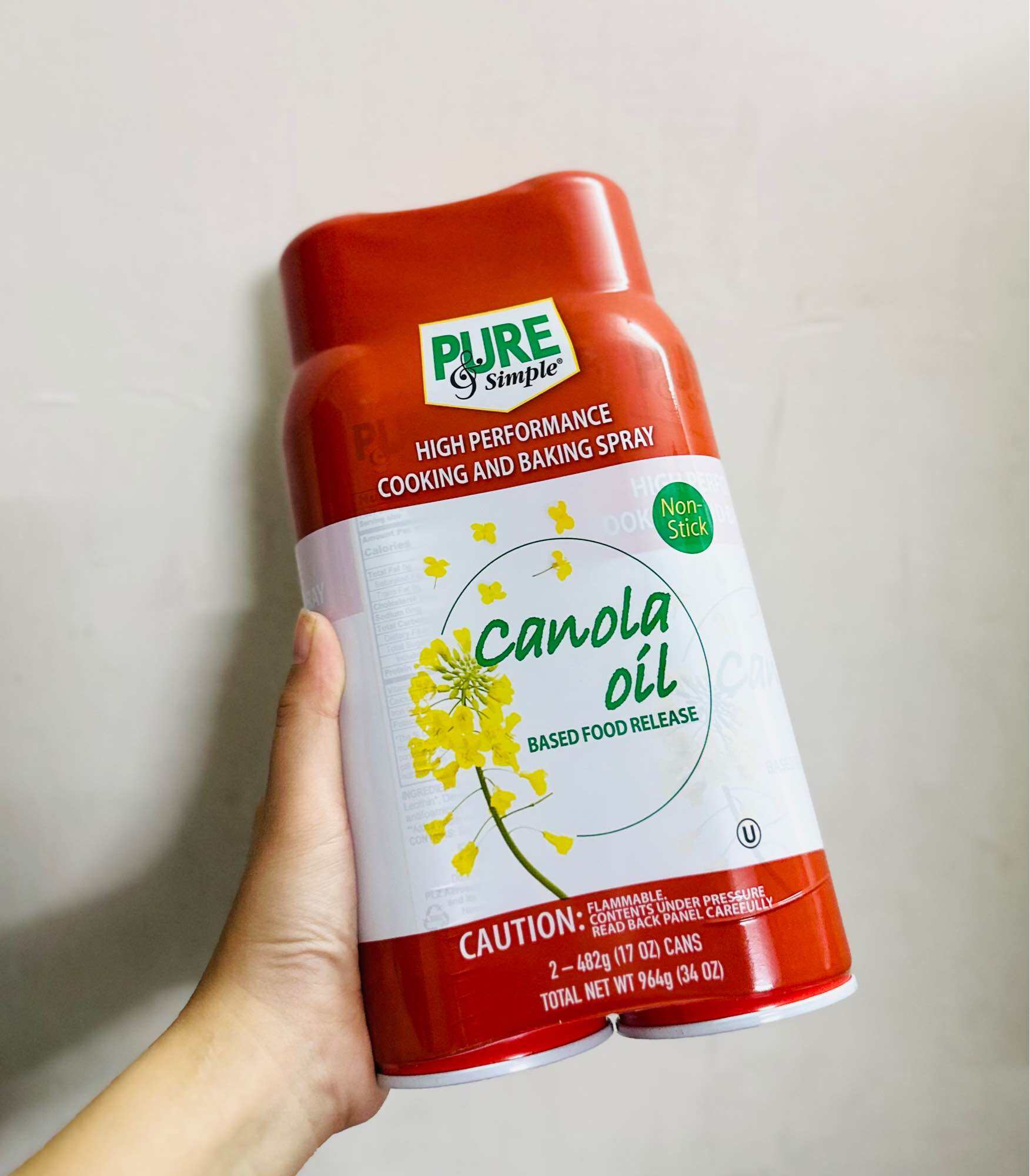 Dầu ăn kiêng dạng xịt pure and simple canola oil 0 calo 17oz eat clean,