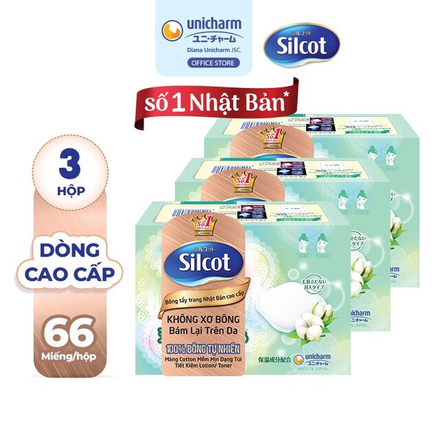Combo 3 Bông tẩy trang cao cấp Silcot Premium 66