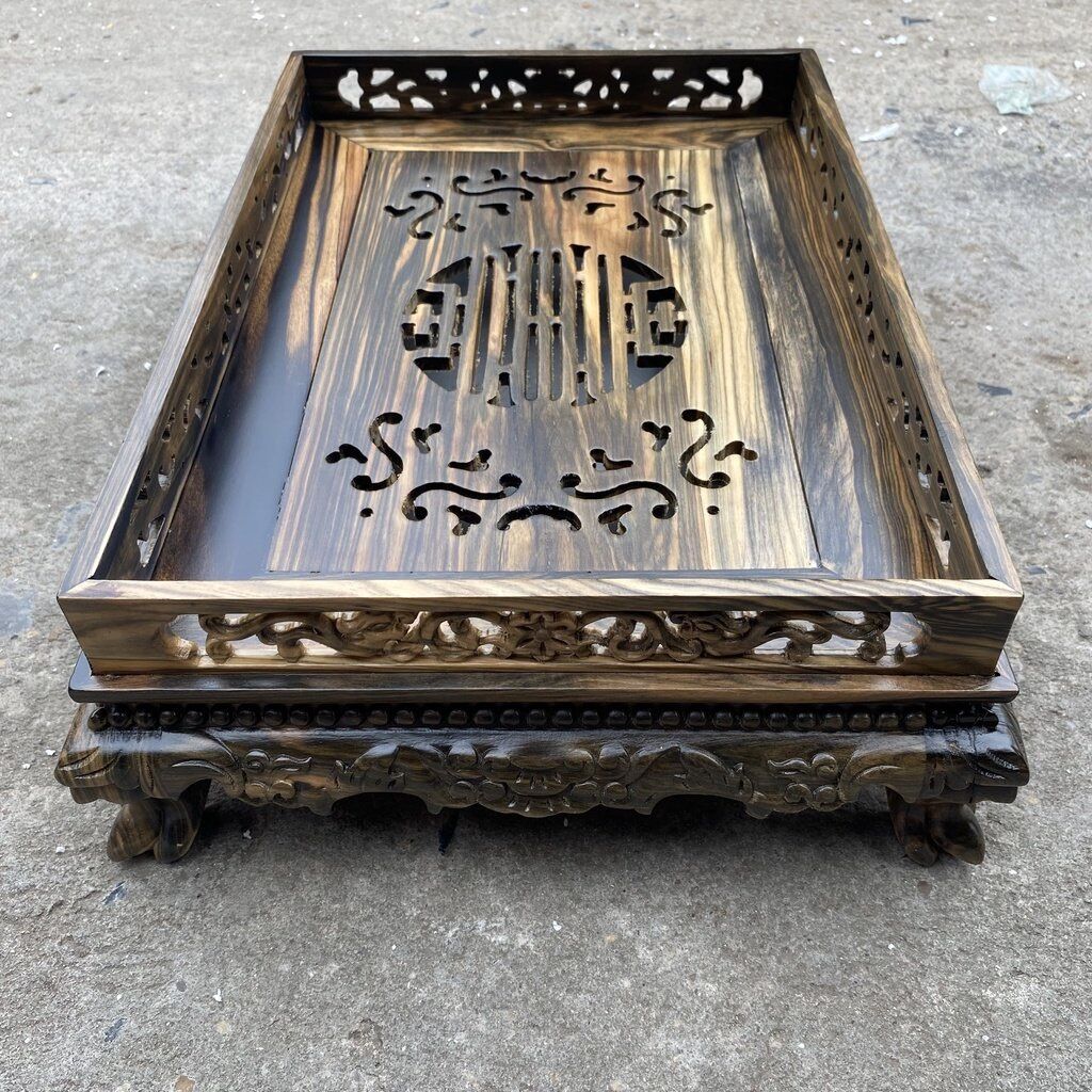 Khay trà chân quỳ gỗ mun cao cấp 45x35cm