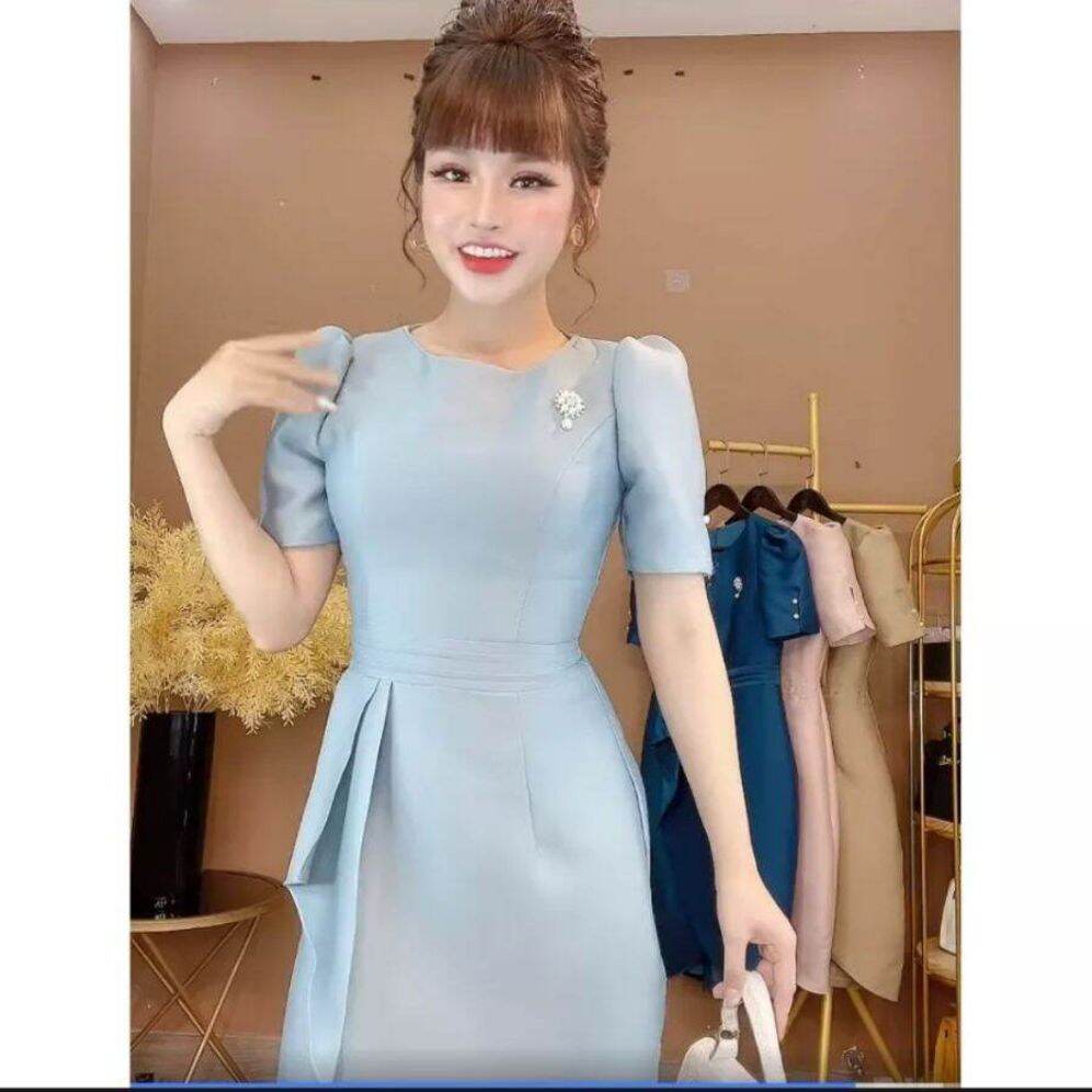 Đầm body xẻ tà tay đính ngọc Monoco sz S,M