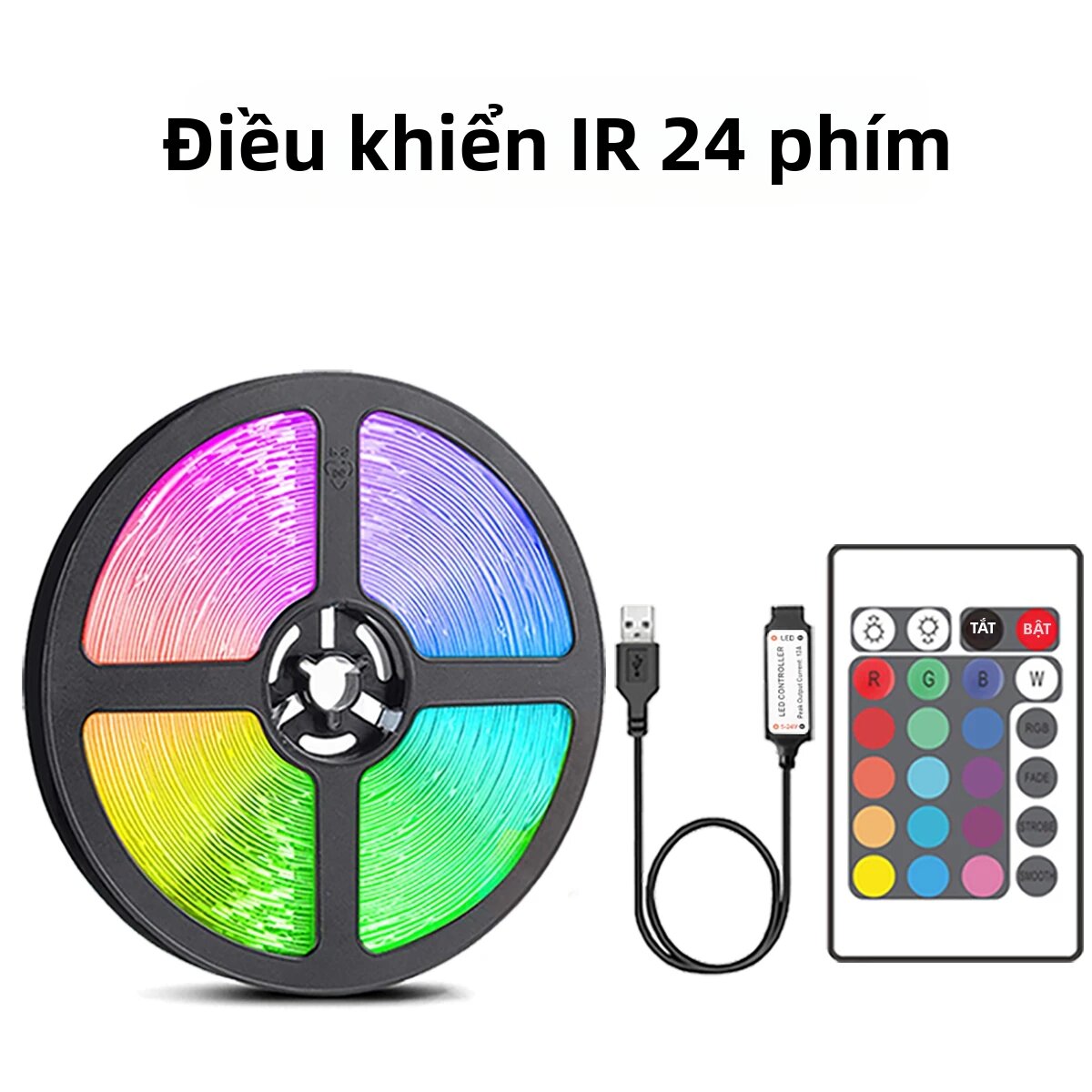 Dải Đèn LED RGB Với Điều Khiển Từ Xa 44 Phím Chiều Dài 1m-20m Dùng Trang Trí Nhà Cửa Phòng Ngủ Tiệc Tùng Đèn Nền TV Đèn Tường Đèn Phòng SMD 5V