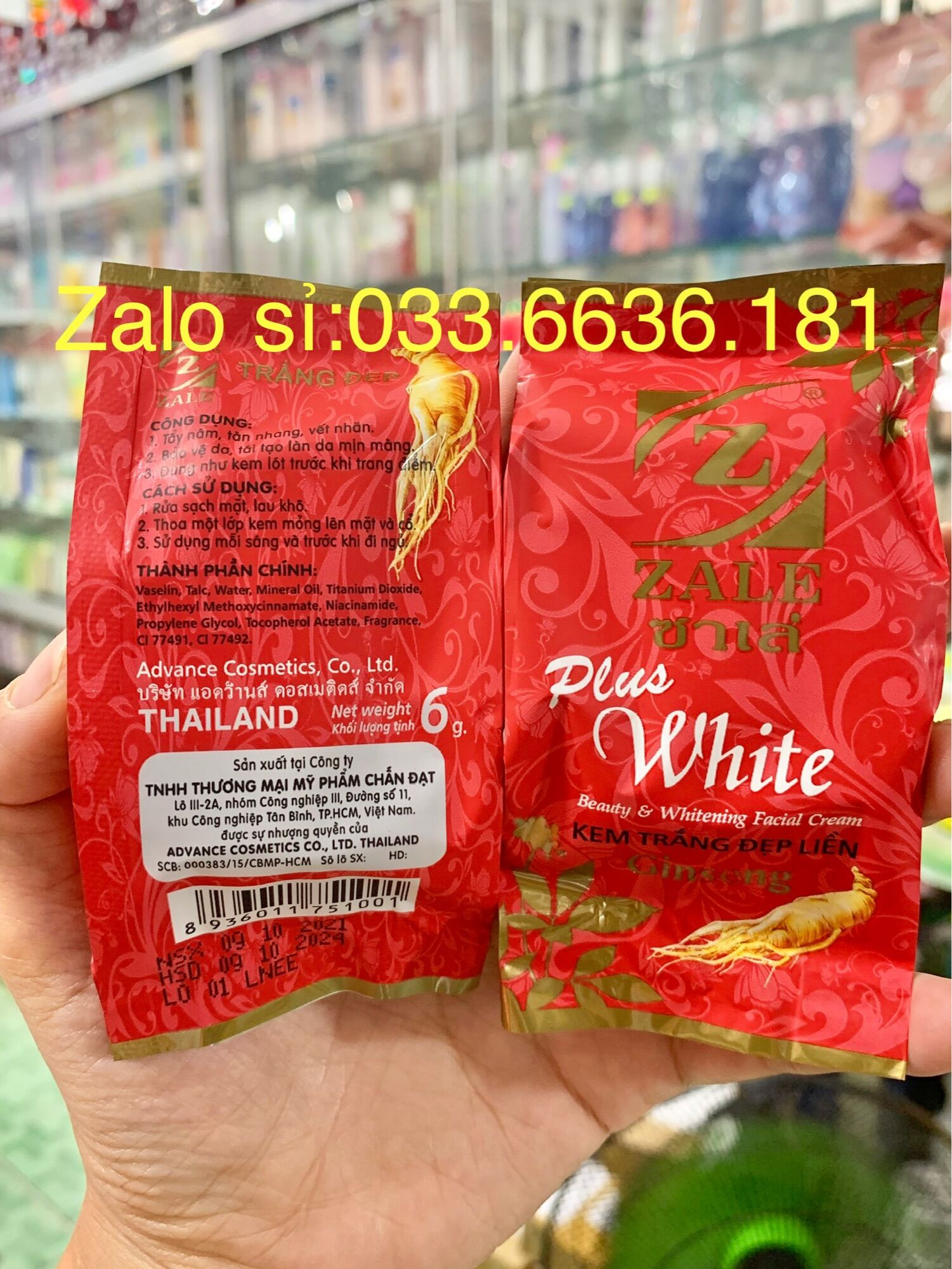 Lẻ 1 Kem Zale đỏ hủ 6g trắng da đẹp liền