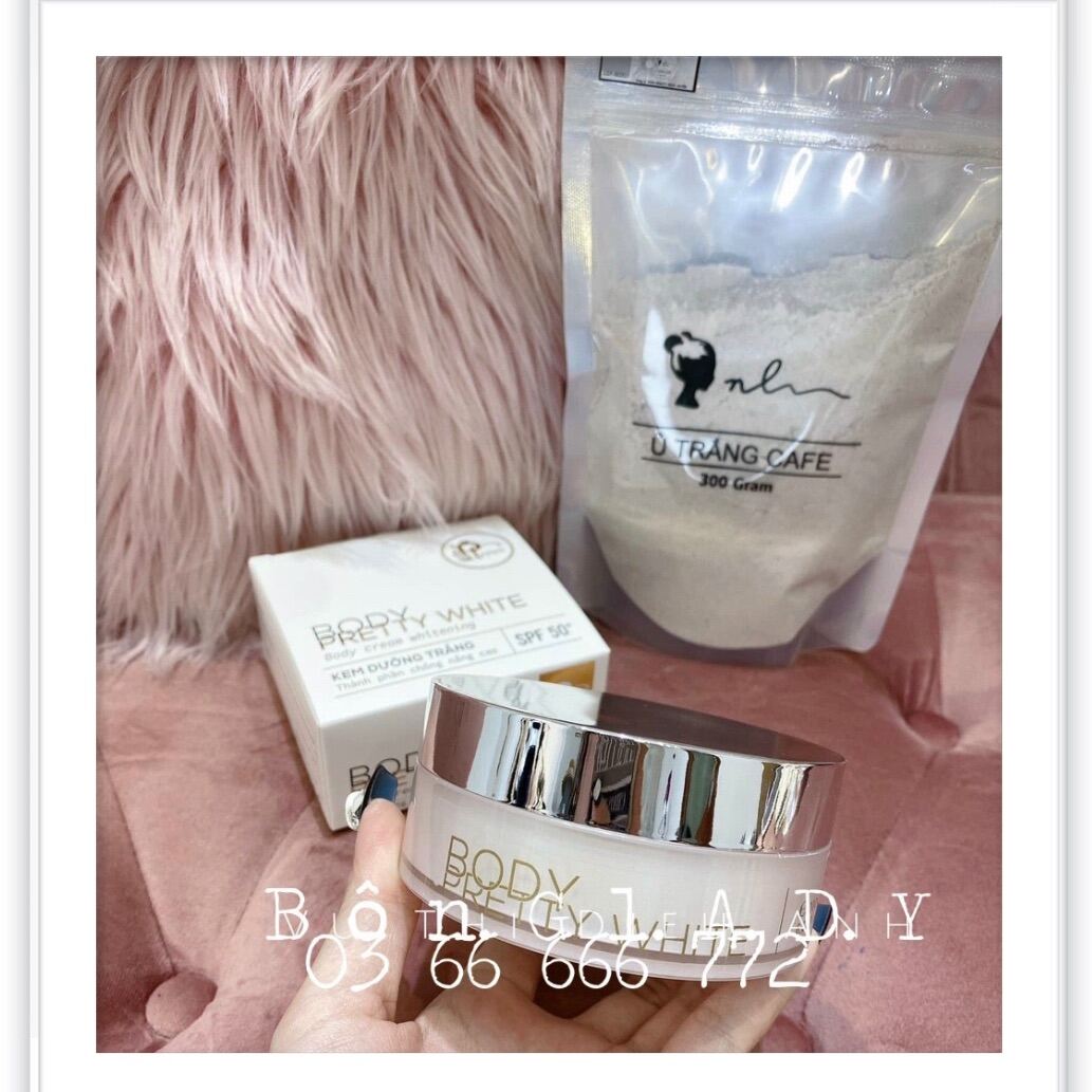 (COMBO)Kem body Petty white 250g Mẫu mới ( Bao chất lượng) tặng ủ cafe