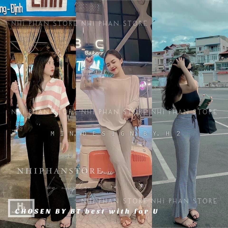 Quần dài ống loe bảng to thun borip