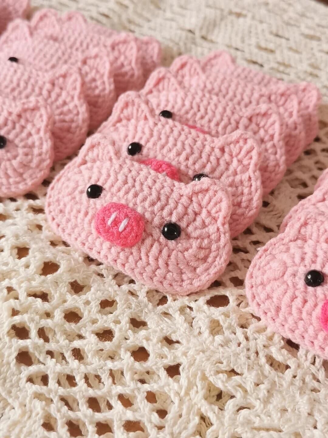 Kẹp tóc hình chú heo phong cách ngộ nghĩnh dễ thương.làm bằng len Handmade
