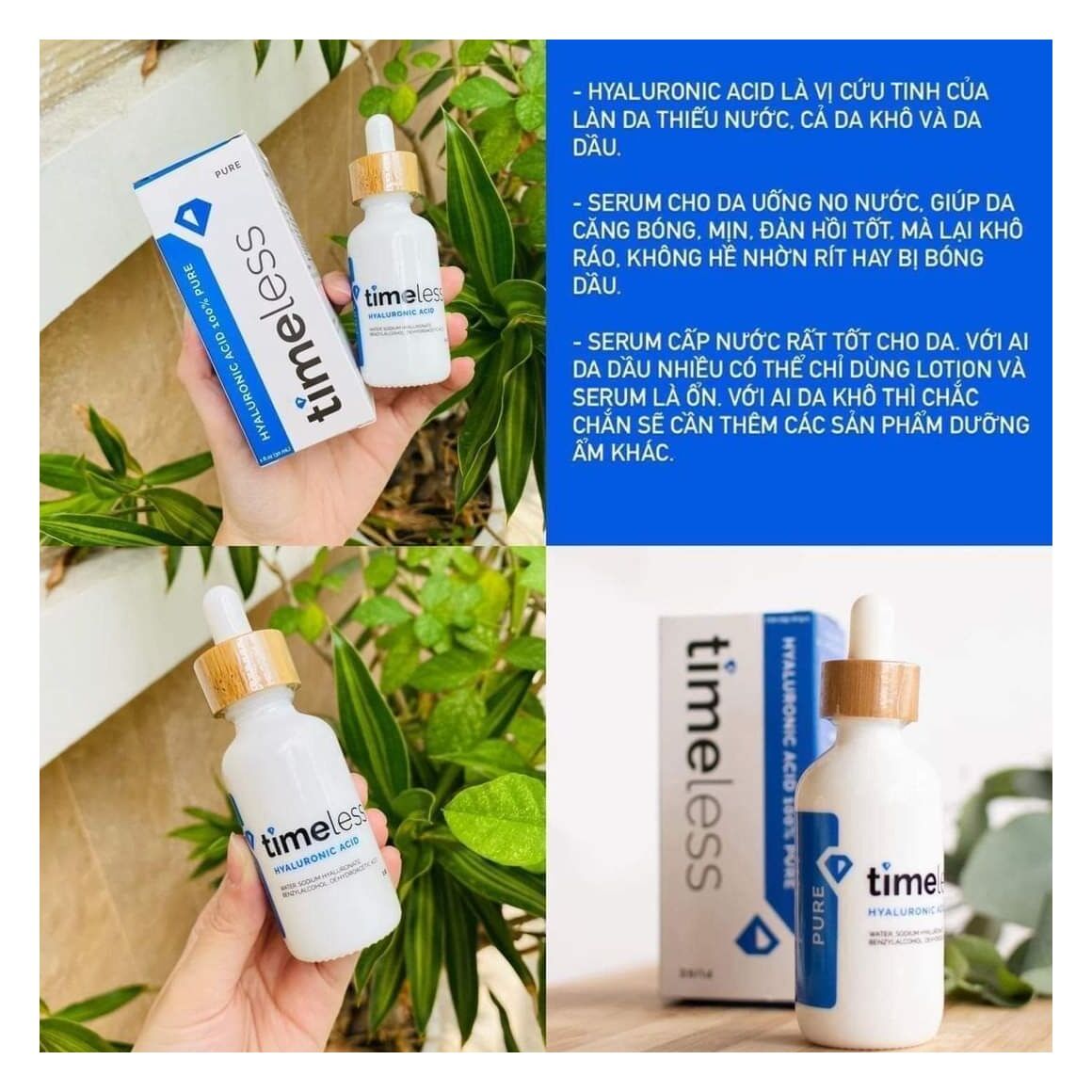 Serum Timeless câp ẩm căng bóng 60ml Ha