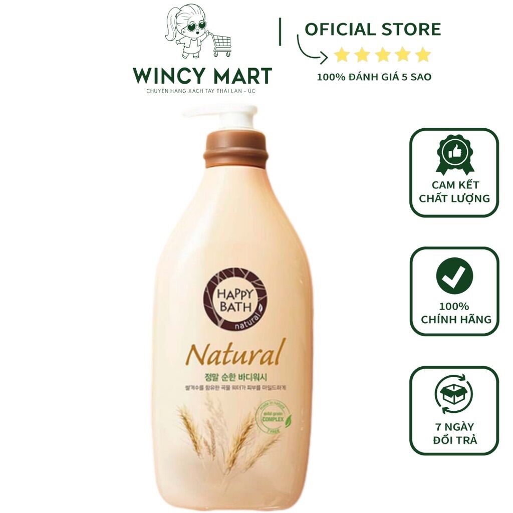 Sữa Tắm Dưỡng Ẩm Làm Trắng Da Mềm Mại Hương Hoa Thơm Ngát Happy Bath Natural 900g - Wincy Mart Shop thumbnail