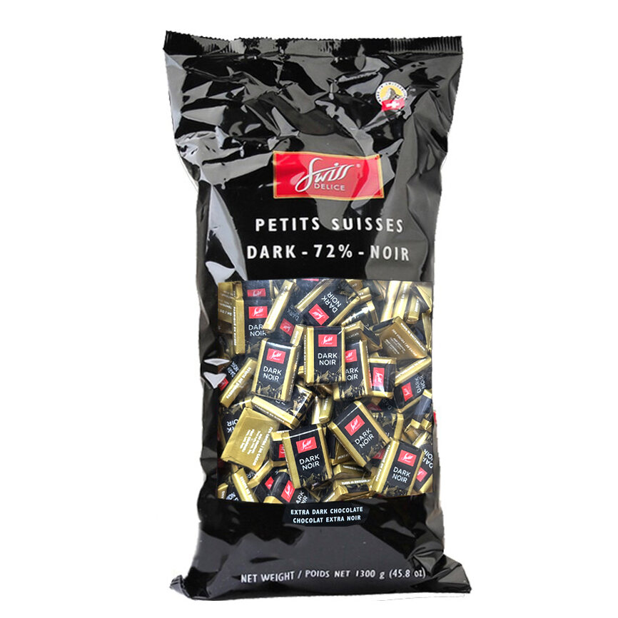 Swiss Delice 72% Pure Black Chocolate 1.3KG Milk Cocoa Joy Sugar Black Chocolate Blocks without Subs