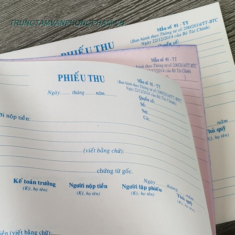 Phiếu Thu 2 Liên - Phiếu Chi 2 Liên (13*19)