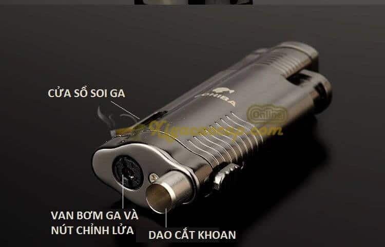 Bật lửa khò XÌ Gà cigar ,Bật lửa xì gà Cohiba max kèm đục- 3 lửa